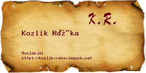 Kozlik Réka névjegykártya